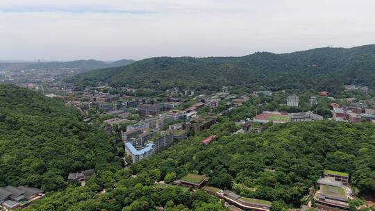 航拍湖南长沙岳麓山脚大学城