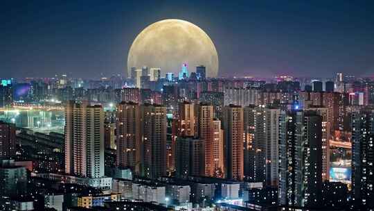 【原创】中秋满月城市上空超级月亮