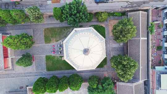 城市古建筑佛教寺庙白塔航拍