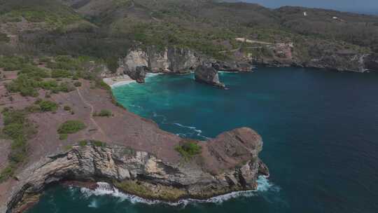 HDR印尼佩妮达岛航拍岛屿海岸线风光视频素材模板下载
