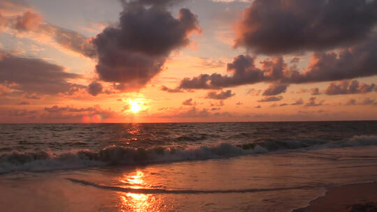 延时拍摄夕阳海景