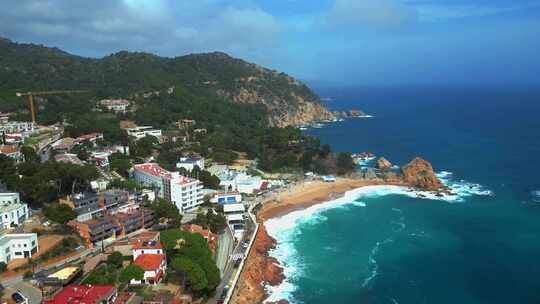 4k风景航拍西班牙电视取景地tossa de mar