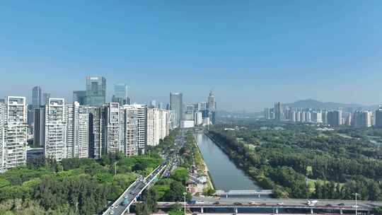 深圳湾大沙河生态长廊绿道航拍大沙河西路