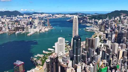 香港维多利亚港城市风光航拍