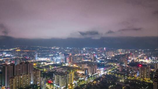 广西贵港夜景航拍延时视频素材模板下载