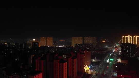 航拍 城市夜景 烟花 城市烟花 春节 夜晚