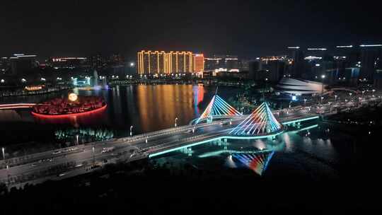 邯郸市大名县 大名府 老城 航拍 市区夜景