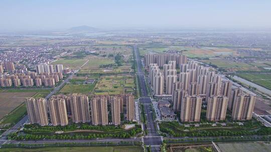 航拍绍兴上虞滨海新城住宅区全景