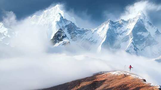 4K励志团队攀登勇往直前徒步梦想登顶雪山