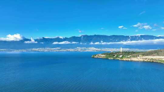 航拍云南大理苍山洱海风景区