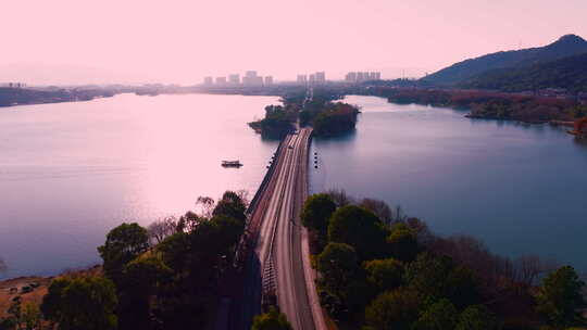 湘湖风景 航拍杭州 江南如画