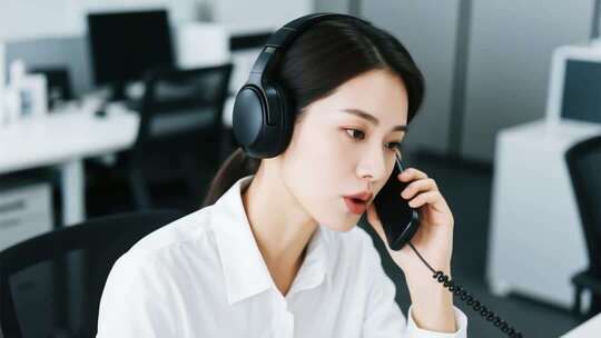 办公室白领女性电话沟通