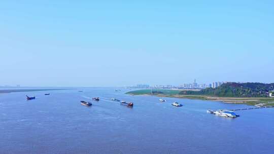 岳阳洞庭湖飘尾夕阳下湖边风光