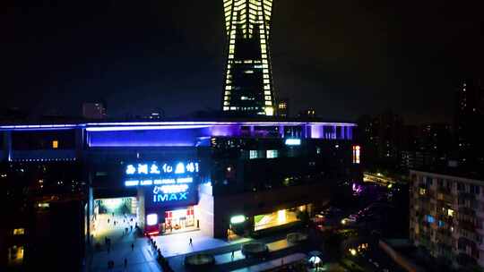 杭州市区西湖文化广场夜景视频素材
