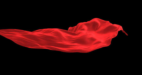 红旗红布丝巾丝绸飘扬动画带透明通道