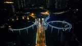 重庆铜元局高架立交桥夜景航拍高清在线视频素材下载