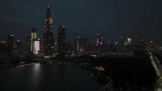 深圳城市夜景航拍全景