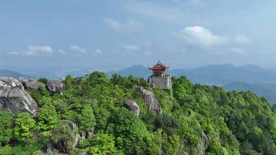 福建泉州仙公山航拍地藏殿山顶寺庙风景风光