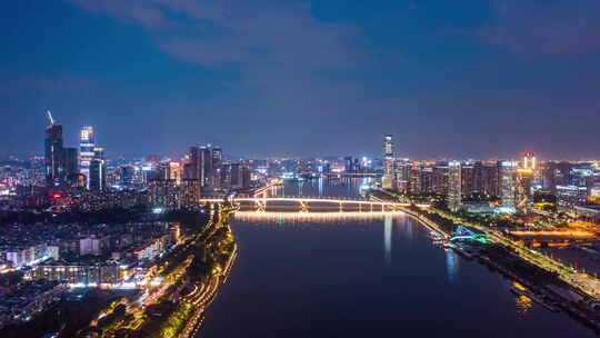 广州琶洲金融城夜景延时视频素材模板下载