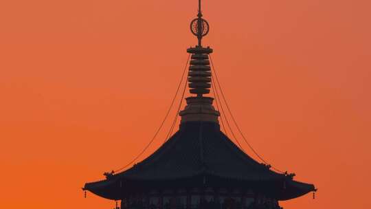 杭州西湖雷峰塔日落黄昏建筑风景