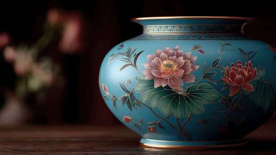 青花瓷花瓶特写：东方艺术的精致典雅