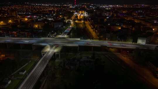 4K-城市夜景车流交通延时