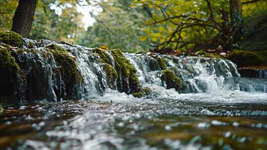 森林树林航拍下雨植物云雾溪水春雨ai素材