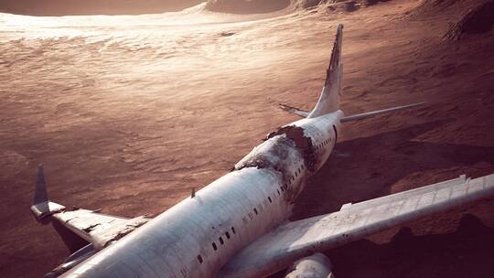 沙漠中坠毁的飞机视频素材模板下载