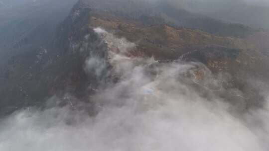 四川绵阳千佛山龙门山云海空镜