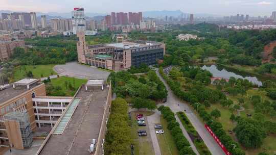 福州大学旗山校区航拍校园风景风光福建