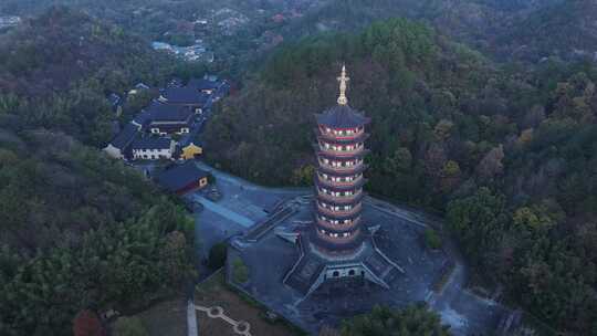 新昌大佛寺栖光禅寺万佛塔宝塔航拍