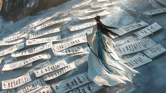 墨香飘雪古典诗词冬日意境书法艺术雪地墨迹