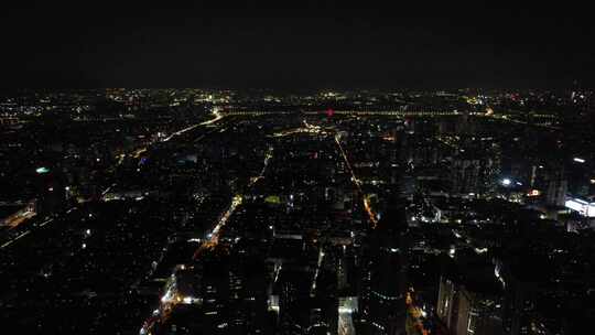 江苏南京城市夜景灯光航拍