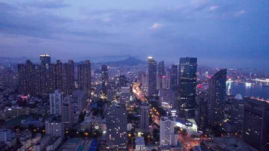 4K  航拍青岛城市夜景