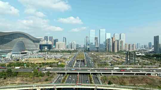 成都高新区市政府环球中心绕城高速天府大道视频素材模板下载