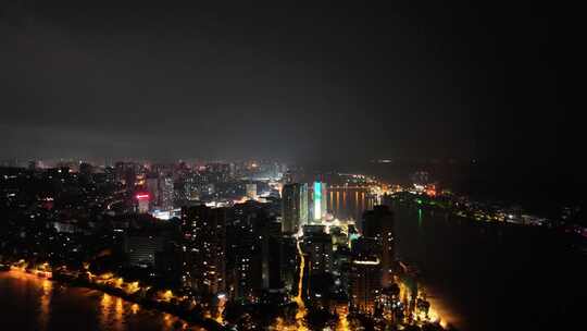 航拍四川乐山肖公嘴夜景