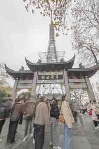 杭州灵顺寺（财神庙）游客人流延时