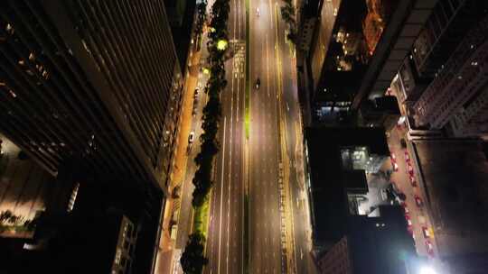 香港湾仔区写字楼夜景航拍