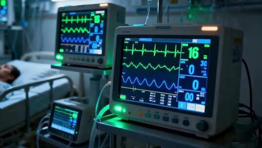 医院病房医疗监测设备画面