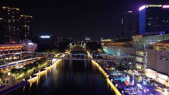 佛山灯湖西街夜景航拍