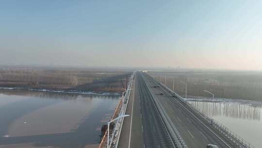 航拍黄河大桥视频素材模板下载