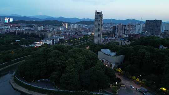 航拍江西萍乡夜幕 夜景