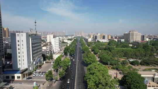 河南平顶山建设路城市大道航拍