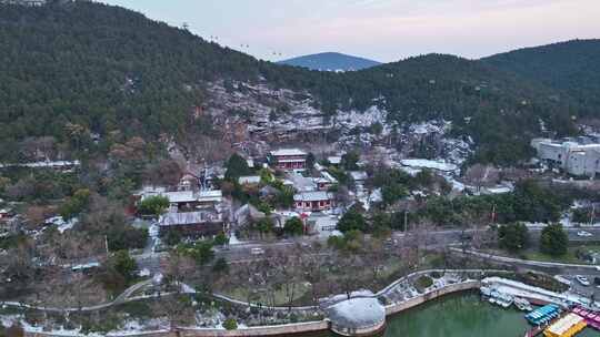 云龙湖风景区徐州汉画像石艺术馆雪景航拍