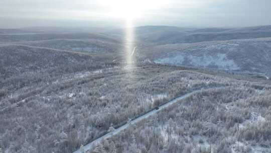 小寒时节的大兴安岭雪景雾凇雪松银装素裹