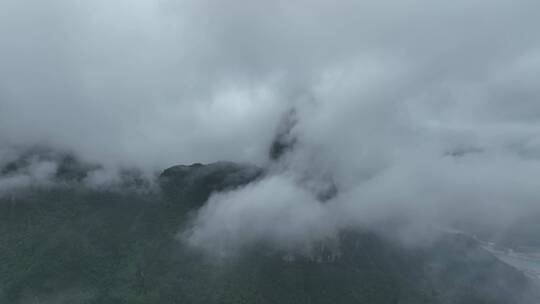 航拍浙江台州神仙居景区云海群山