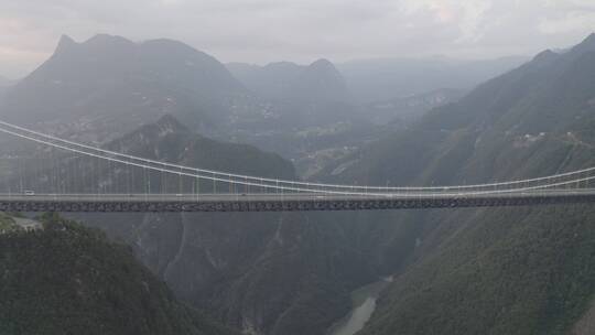 湖北恩施四渡河大桥中国超级交通工程航拍