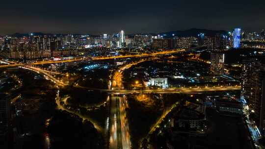 深圳宝安南山夜景航拍延时