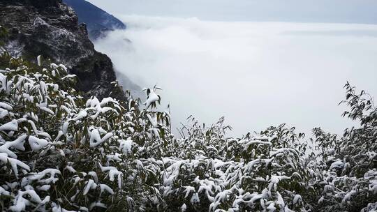 贵州铜仁梵净山5A景区冬天雪景视频素材模板下载