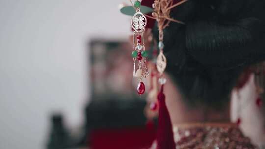 中式传统文化中式婚礼头饰钗视频素材模板下载